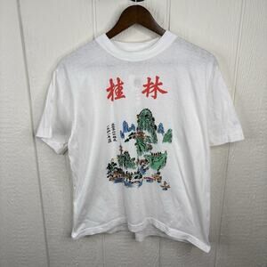 Vintage White Japanese Skateboard Tee Size Large